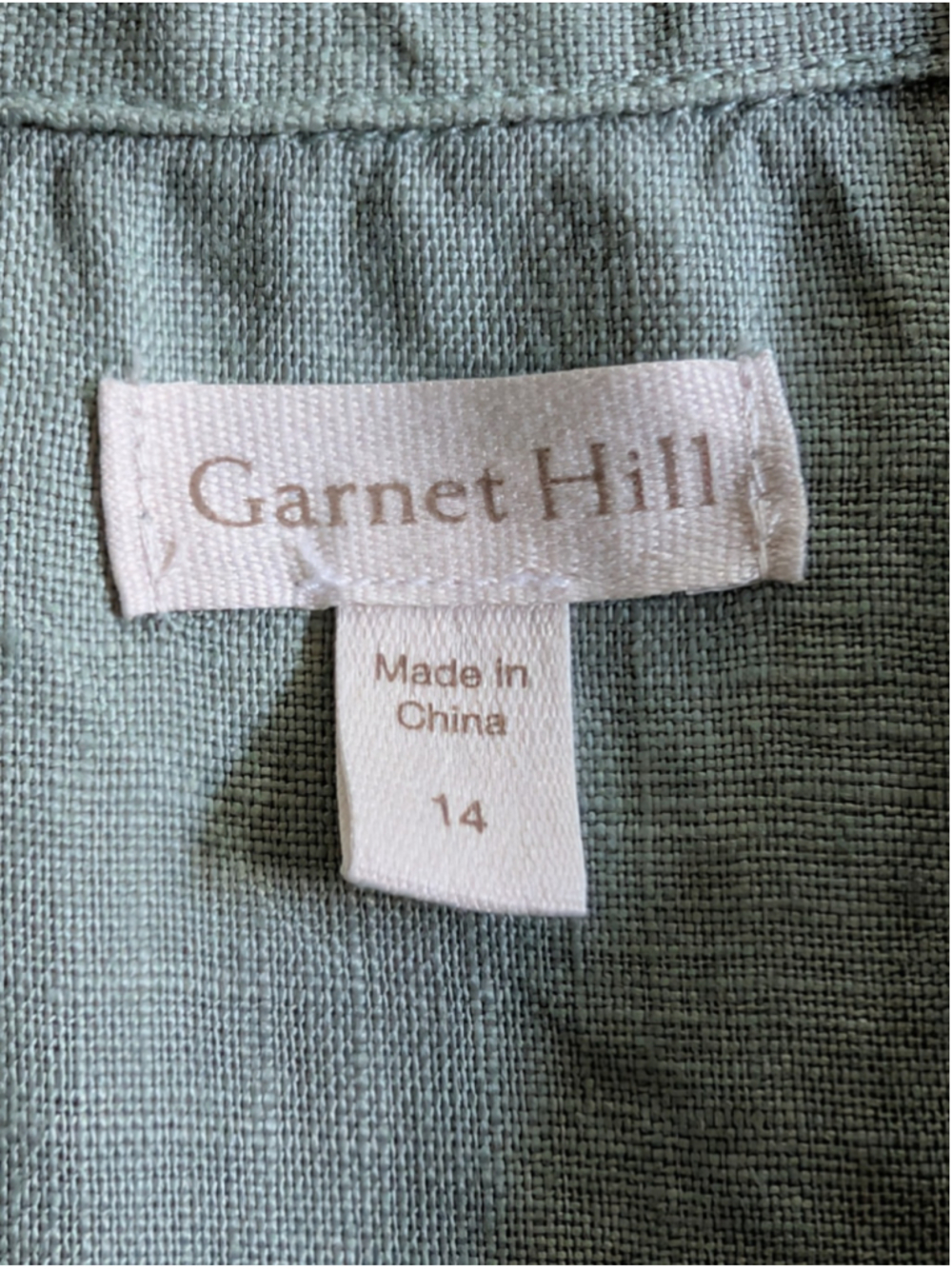 Garnet Hill Pale Green 100% Linen Sleeveless Button Front Shirt Dress Size 14 - Picture 4 of 8